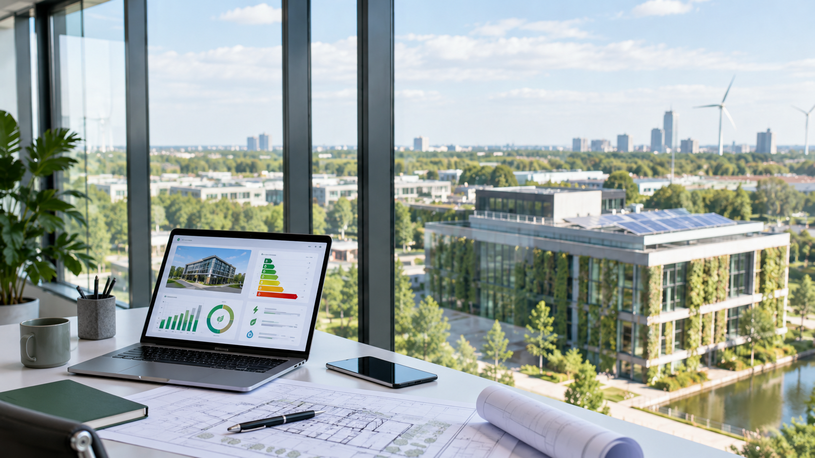 Duurzaam kantoor met energie-dashboard EML 2027